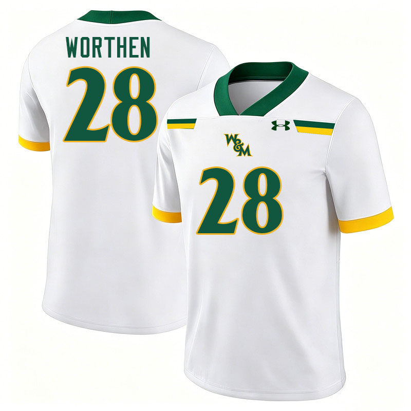 William & Mary Tribe #28 Jake Worthen College Football Jerseys,Uniforms-White